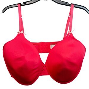 Joe Boxer T-Shirt Bra Womens 42DD Red Underwire Padded Bows Lingerie Coverage